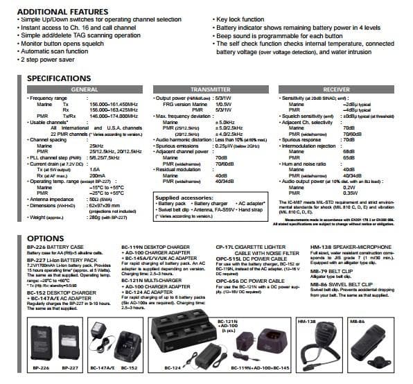 ICOM IC-M87 VHF Marine 5W